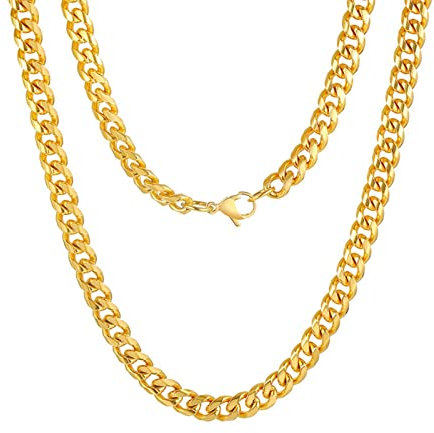 Ayoiow Kette Männer Hiphop, Halskette Titan Zweifarbige Panzerkette Halskette Gold