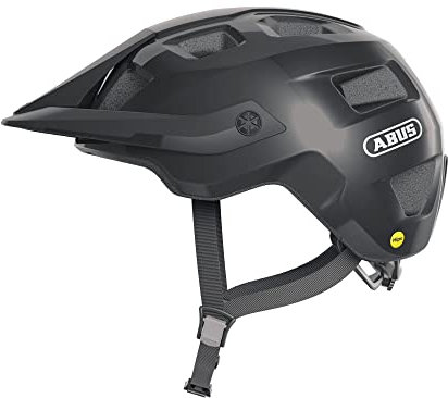 ABUS MTB-Helm MoTrip MIPS - Fahrradhelm für einen sicheren Einstieg in den Mountainbikesport - mit Aufprallschutz - für Damen und Herren - Schwarz Glänzend, Größe S