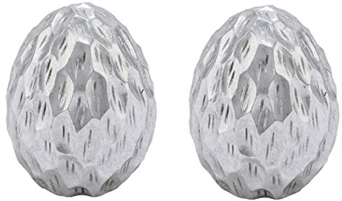 ETC dekoratives frühlingshaftes Deko-Ei Oster-Ei Keramik silber matt-glänzend moderne Facetten-Optik (klein, 2, stück)