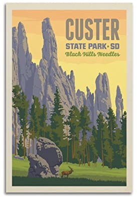ZENGYL Vintage-Poster Custer State Park South Dakota Poster Dekorative Gemälde Leinwand Wandposter und Kunstbild Druck Moderne Familie Schlafzimmer Dekor Poster 30 x 45 cm