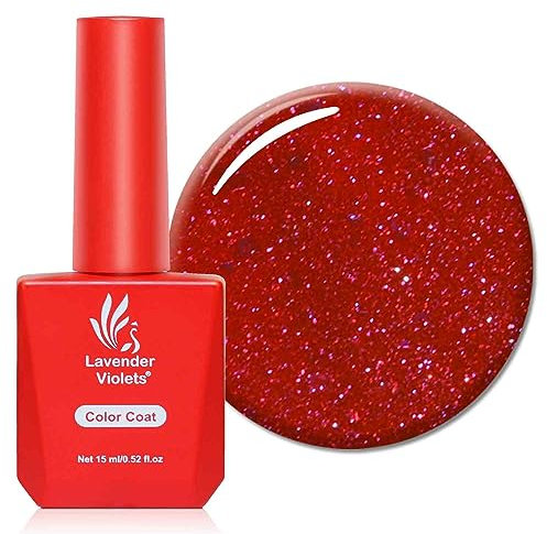 Lavender Violets 15ml Gel Nail Polish Glitter Rose Red Flash Shine Colour Semi-translucent UV LED Soak Off Manicure Pedicure Larger Content Santa XMAS Watermelon Smoothie A0644