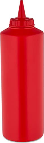 Sterling Ventures Squeeze Sauce Bottle for Condiment Colour Coded and Clear (1000ml Red Bottle)