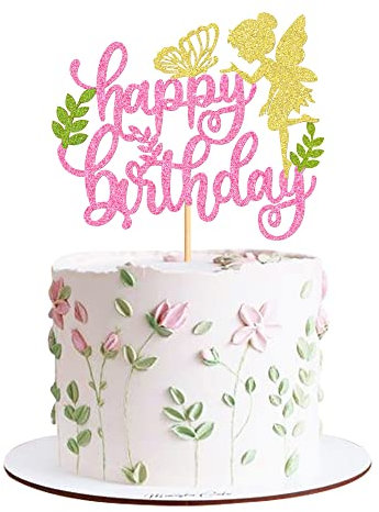 1 Stück Fee Cake Topper Blumen Fee Kuchen Topper Picks Mädchen Kuchen Topper Dekoration Feen Geburtstag Kuchen Topper Cupcake Topper für Kindergeburtstag Party Babyparty Dekoration