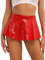 Manyakai Lack Leder Rock Damen Sexy A Linien Minirock Stretch Kurz Glanz Minirock Faltenrock Gogo Tanz Rave Outfits Rot M