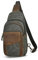 Handadsume Wasserfeste Leinwand + Leder Wandern Reisen Tagesrucksack Sling Crossbody Dreieck Brust Pack Tasche für Männer Frauen FB8013 (Grün)