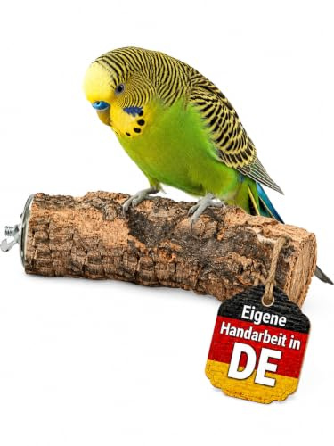 Vogelgaleria® Korksitzstange Wellensittich Nymphensittich 10cm| Kork Sitzstange mit herrlicher Korkrinde zum Sitzen und Knabbern | Vogelsitzstange und Vogel Stange für Krallenpflege | Korksitzbrett