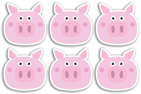 6 x 5 cm Schweine-Vinyl-Aufkleber – Ferkel Tier Bauernhof Reisegepäck Männer Frauen Jungen Mädchen Design kleiner Aufkleber Laptop Scrapbooking #6235