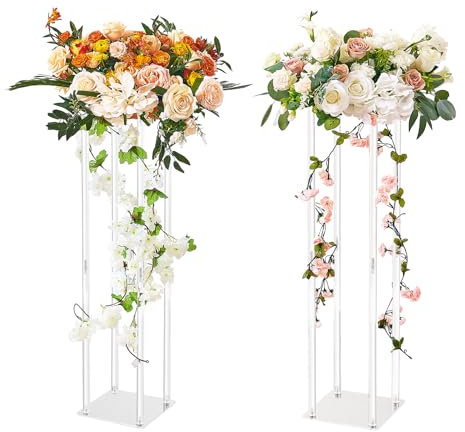 VEVOR 2PCS Support de Fleurs de Mariage 80 cm Porte-fleurs Centre de Table Mariage Stratifié Acrylique Vase Géométrique Présentoir Floral pour Réception d'Événements, Décoration de Fête à la Maison