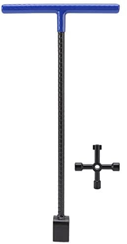 Wasserabsperrwerkzeug, T-Griff, Robuster Wasserzähler-Schlüssel, Multifunktions-Stahl, Rostfrei, mit 4-Wege-Werkzeug für Ventile (Blau)