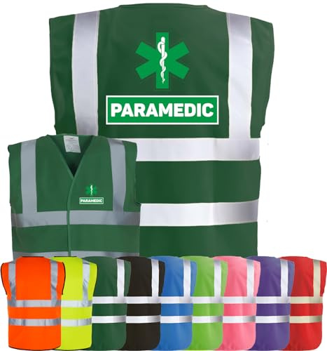 Corporate Togs PARAMEDIC Printed Hi-Vis Waistcoat - 2 Band & brace Hi-Vis Strips, High Visibility, Fastening Waistcoat | Protective Safety Wear