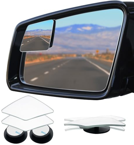 Ampper Rhombusförmiger Toter-Winkel-Spiegel, rahmenloser HD-Glas-Konvex-Weitwinkel-Rückspiegel für Pkw, SUV und LKW (2er-Pack)
