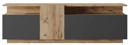 Rebecca Mobili Mobile Tv, Armadio Stand Tv, Color Rovere Grigio Scuro, Truciolato, per Salotto, Stabile, Stile Moderno - Misure HxLxP: 46,5 x 150 x 29,5 cm - Art. RE7078