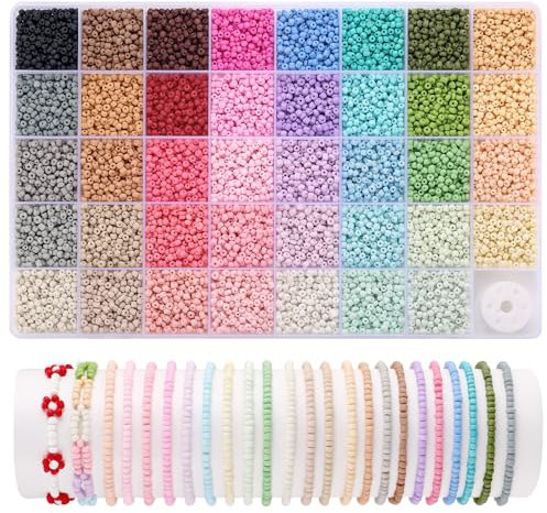 Funtopia 3mm Perlen für Armbänder, 39 Farben 9600 Stück Perlen Set Armbänder Selber Machen, Perlen Zum Auffädeln Perlenset Kinder Erwachsener für Bastelset