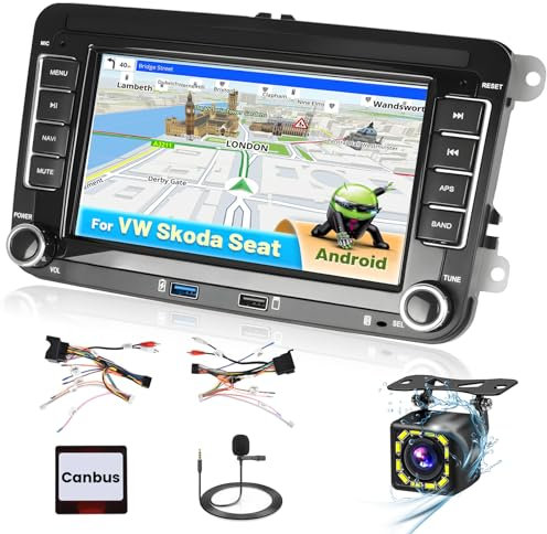 Inefala Android 13 Radio de Coche 2 DIN para VW Polo Caddy Seat Passat 7 Pouces Pantalla Coche Autoradio Bluetooth con Mirror Link FM/RDS Radio SWC GPS USB WiFi Cámara Trasera Mic