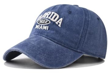 XibeiTrade Original Miami Florida Baumwoll-Baseballkappe für Damen und Herren, Vintage, Sport, Outdoor, lässig, täglicher Sonnenhut, blau, M/Einheitsgröße
