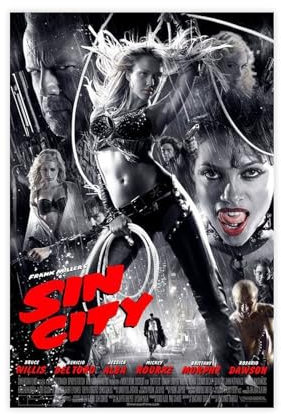 NWGACS Sin City Filmposter auf Leinwand, Schlafzimmer-Dekor, Sportlandschaft, Büro, Raumdekoration, Geschenk, ungerahmt, 30 x 45 cm