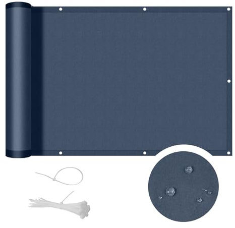 COOL AREA Brise Vue Balcon 90x300cm PES,Imperméable à l'eau, Protection UV,Protection de la Vie privée des balustrades de Balcon,Bleu Foncé