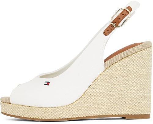Tommy Hilfiger Damen Espadrilles Flag High Wedge Espad Slingback Fw0fw08597, Weiß Ecru, 42 EU