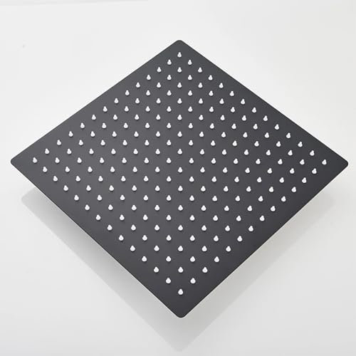 Voltix Soffione Doccia Quadrato 30 X 30cm Soffione Doccia a Pioggia in Acciaio Inox 304 Nero - Alta Pressione, Docce Fisse, Effetto Pioggia, Facile da Pulire e Installare (30CM)