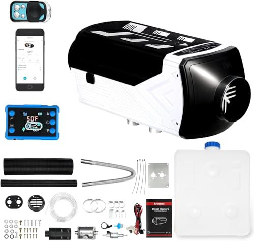 Riscaldatore diesel da 8,3 KW, 12 V/24 V, nero, per auto e interni, telecomando Bluetooth, controllo del pannello LCD, riscaldamento diesel efficiente per furgoni, camper, camion e garage