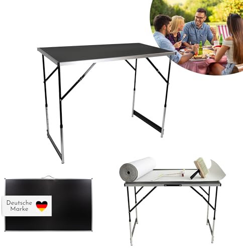 Lemodo 3-teiliger Tapeziertisch klappbar in schwarz - mit verstärkter Tischplatte - multifunktionaler Arbeitstisch - höhenverstellbarer Mehrzwecktisch - Malertisch bis 50 kg belastbar (schwarz 50kg)