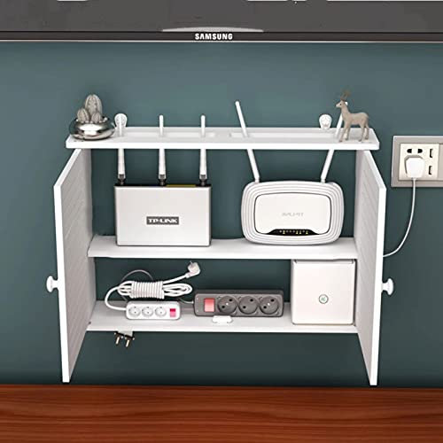 Schwebendes Entertainment-Center-Wandhalterungsregal für TV-Komponenten, DVD-Player, Kabelboxen und Spielekonsole, Metall, 2-stöckiges Regal für Sky Box-Router und Fernbedienungen