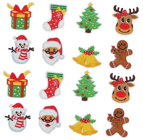 Tofficu 3 Sätze Weihnachtsaufkleber Jersey Nähen Auf Zu Weihnachtsbasteln Weihnachten Basteln Nützliche Flicken Zum Aufbügeln Kleidertaschenverzierungen Heißschmelzkleber Weiß 16 Stück * 3