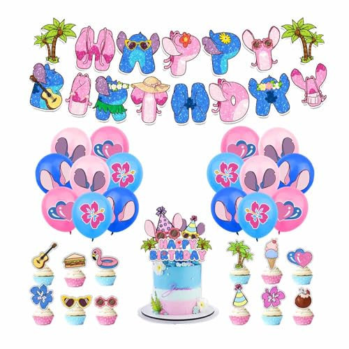 Luftballons Stit Geburtstag Dekorationen Alles Gute Zum Geburtstag Banner für Stit Themed Balloons Party Geburtstagdeko