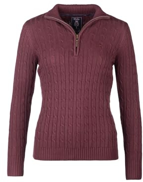 Rydale Ladies Quarter Zip Cable Knit Jumper Womens Chunky Knitted Sweater Long Sleeve Pullover Half Zip V Neck Jumpers