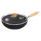 Sartén de hierro fundido antiadherente Wok con tapa de vidrio olla multiusos para todos los tipos de estufa (24 cm)