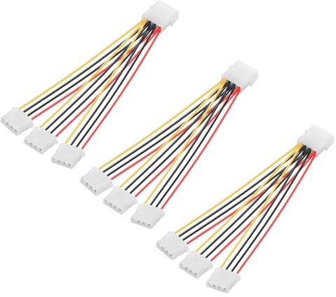 PNGKNYOCN Molex-Stromversorgung Y-Splitterkabel, großes 4-poliges Stecker-zu-3-großen-4-poligen-Buchsen-Molex-Gehäuse-Verlängerungskabel für IDE-Festplattencomputer (3er-Pack)