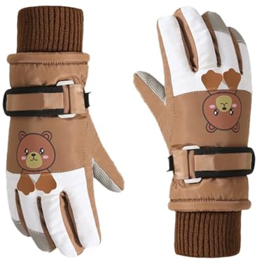 BrightGlow Kinder Skihandschuhe Winddicht Touchscreen Handschuhe Cartoon Kinderhandschuhe Winterhandschuhe Outdoor Radfahren Handschuhe für 4-12 Jahre Mädchen Jungen