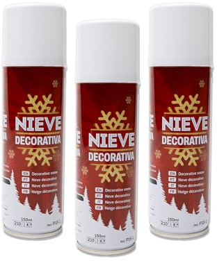 BESCH Espuma Nieve Artificial Spray Decoración Navidad para Arbol, Pulverización de Nieve, Bote Spray Efecto Nieve, Copos de Nieve (Nieve Decorativa 150ml, Pack 3)