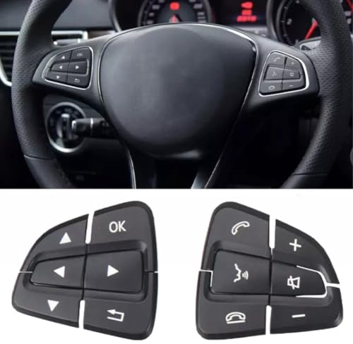 Kivivaka Lot de 2 cache-boutons de volant pour Mercedes-Benz Classe A Classe B Classe CLA GLA GLE GLS Classe M SLC SLK SL Modèles W176 W246 C117 X156 C292 W166 X166 X218 R172 R231 Noir Plastique