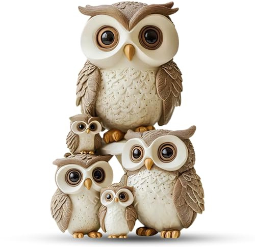Aurelx Eule Deko, 2D Flache Owl Holzdeko, Glücksbringer Holzfiguren, Deko Figuren mit 5 Eulen, Holzfigur im Schlafzimmer, Eulen Geschenke für Frauen Eulenliebhaber & Vogelliebhaber