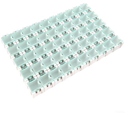 50 Stück für SMD-Komponenten-Aufbewahrungsbox, Kunststoff-Elektronikteil-Organizer mit elastischer Lippe für Widerstände, Kondensator, 25 x 30 x 20 mm (weiß)