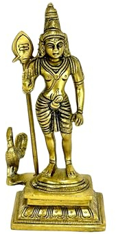 Gangesindia Messing stehend Murugan Lord Skanda Statue (7,62 cm, 6,35 cm, 17.15 cm)