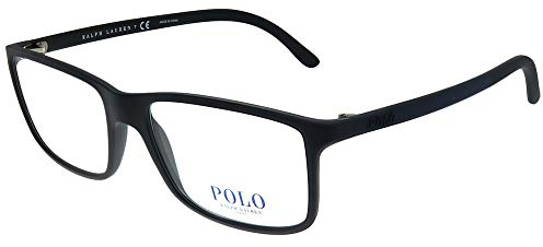 Polo Ralph Lauren Mens PH2126 Rectangular Prescription Eyewear Frames, Matte Black/Demo Lens, 55 mm