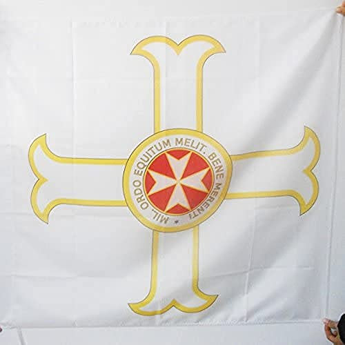 AZ FLAG Bandiera Ordine PRO MERITO MELITENSI di Malta 90x90cm - Bandiera San Giovanni di GERUSALEMME 90 x 90 cm Foro per Asta