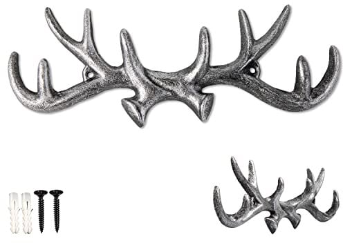 Comfify Gusseisen Hirschgeweih dekorative Wandhaken | Wandmontage Garderobe | für Mäntel, Hüte, Schlüssel und mehr | rustikales Finish |