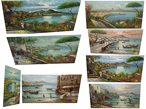 Ölgemälde auf Leinwand, 60 x 120 cm, Panorama Napoli Pulcinella Capri nach Wahl, kaufen und versenden Sie eine Nachricht mit ausgewähltem Artikel, für Haus, Bar, Restaurant, wir machen sie auf