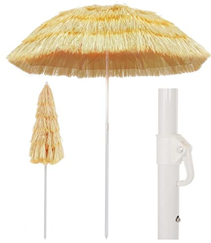 vidaXL Sombrilla de Playa Estilo Hawai Natural 180 cm Toldo Parasol Estructura