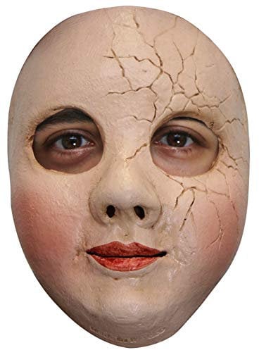 Maskworld Zerbrochene Puppe Halbmaske aus Latex - für Halloween, Karneval, Horror- und Motto-Party