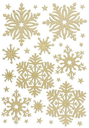 Ideen mit Herz 3-D Sticker Deluxe | Winter & Weihnachten | Erhabene Aufkleber | ideal für Weihnachts-Deko & Weihnachtskarten basteln | Bogengröße: 21 x 30 cm (Eiskristalle | gold)