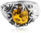 Beydodo 925 Sterling Silber Ring für Herren Bernstein mit Vintage Filigran Partnerringe Silber Ringe Gr.58 (18.5)