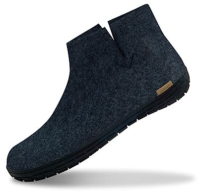 Glerups Filz Hausschuhe Herren und Damen (Größe 36) | Komfortabler Hausstiefel Damen & Herren mit Natürlicher Gummisohle | Filzstiefel Herren & Damen Winter | Comfortable Slippers Women & Men