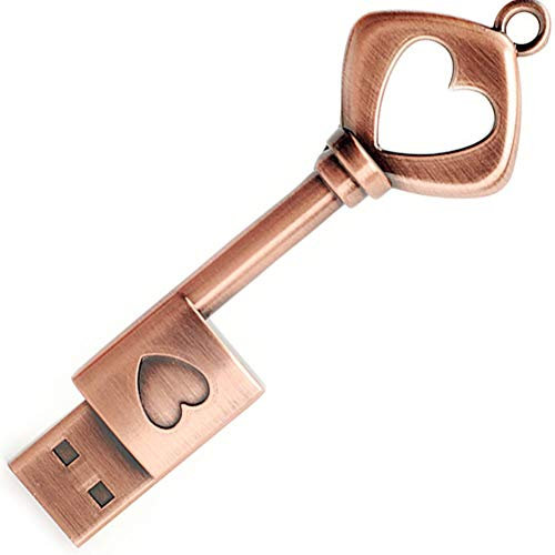 64 GB USB-Stick, BORLTER CLAMP Speicherstick Retro Metall Herzförmiger Schlüssel Geformt Flash-Laufwerk