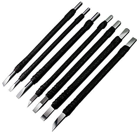 YOGEON Juego de herramientas de tallado de madera, 7 en 1, de acero de tungsteno, con bolsa de piel sintética, un control más fácil, manualidades de carpintería para profesionales y principiantes