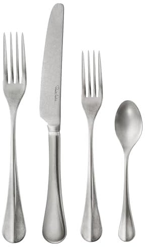 Robert Welch Baguette Vintage, 24 Piece Cutlery Set for 6 People. Matt Finish. Made from Stainless Steel. Dishwasher Safe.