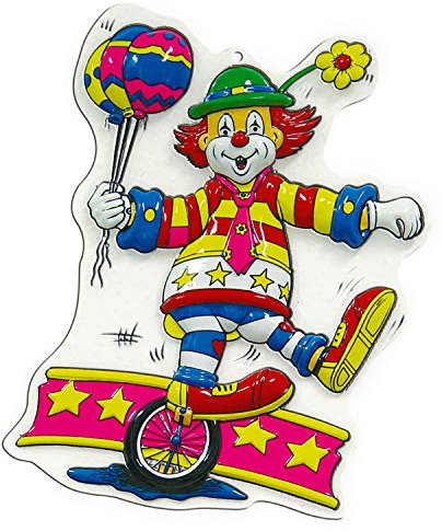 Amakando Witziges Wandbild Clown mit Fahrrad / 40 cm/Narren Wanddekoration Zirkusclown/EIN Blickfang zu Karneval & Fastnacht